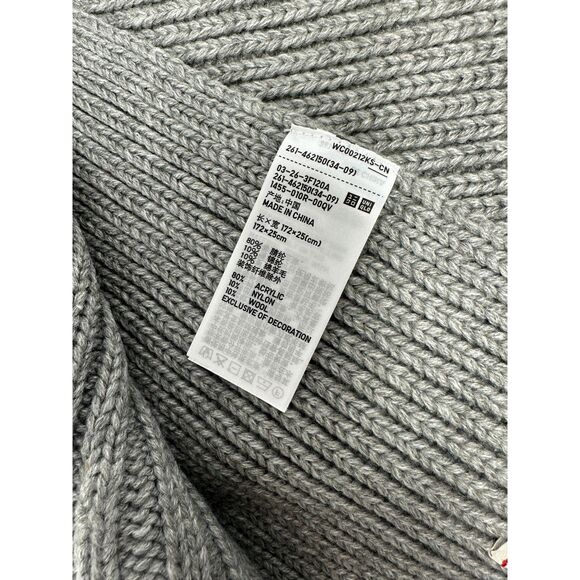 Uniqlo x Anya Hindmarch Light Grey Wool Blend Pocket Scarf 66x10 NWT - Picture 4 of 6